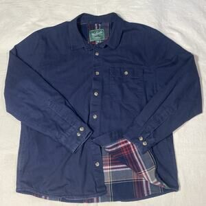Woolrich Men's Navy Cotton/Plaid Flannel Lined Shirt Jacket XL HEAVY